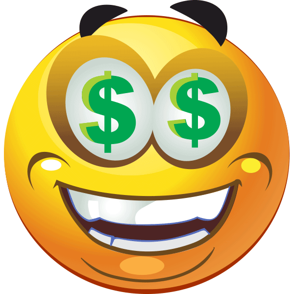 Money emoji smilling face with dollar sign eyes